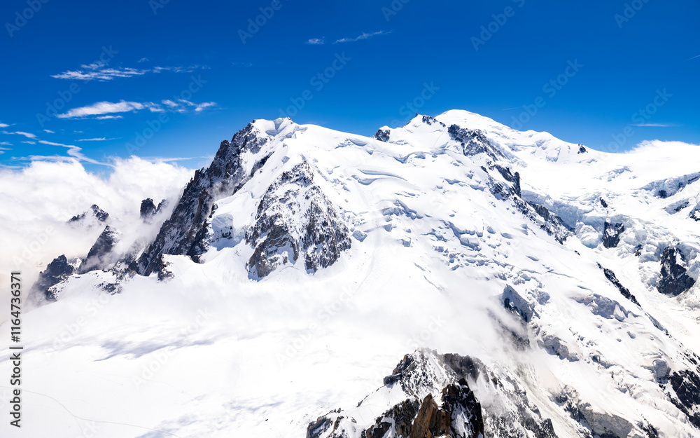 Spectacular view with Alps Mountains at Aiguille du Midi in Chamonix France