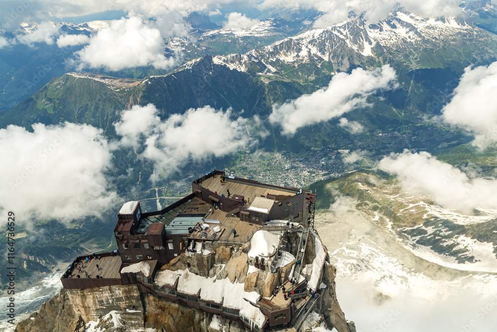 Spectacular view with Alps Mountains at Aiguille du Midi in Chamonix France