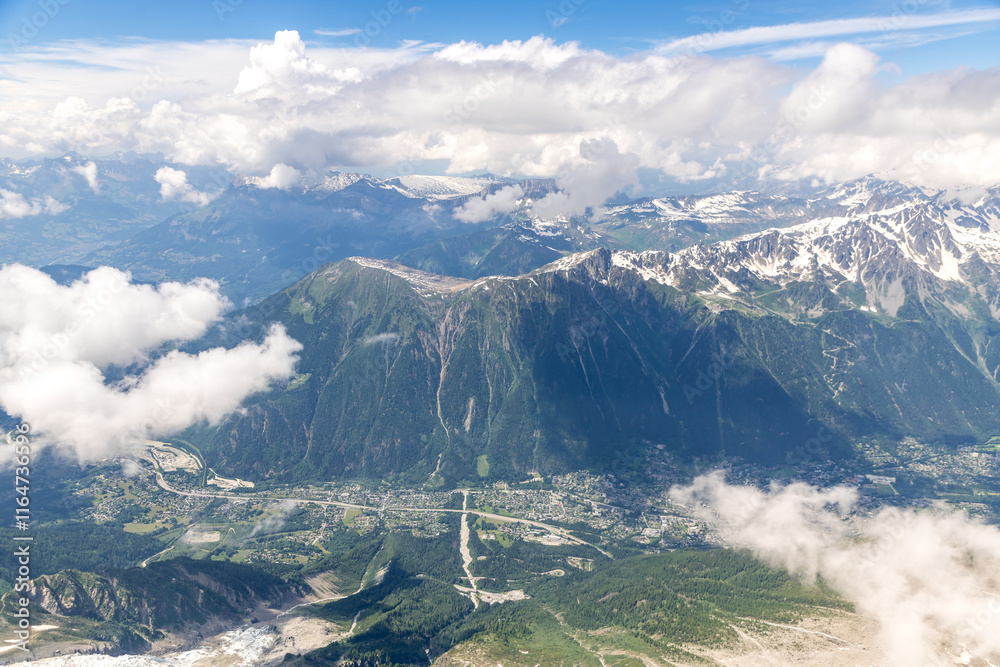 Spectacular view with Alps Mountains at Aiguille du Midi in Chamonix France