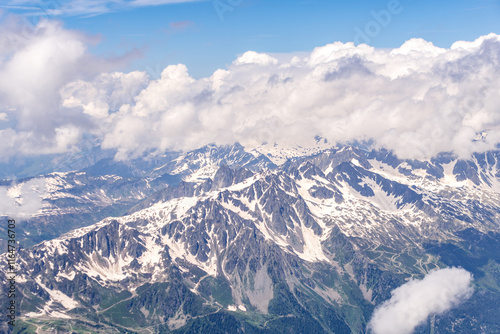 Spectacular view with Alps Mountains at Aiguille du Midi in Chamonix France
