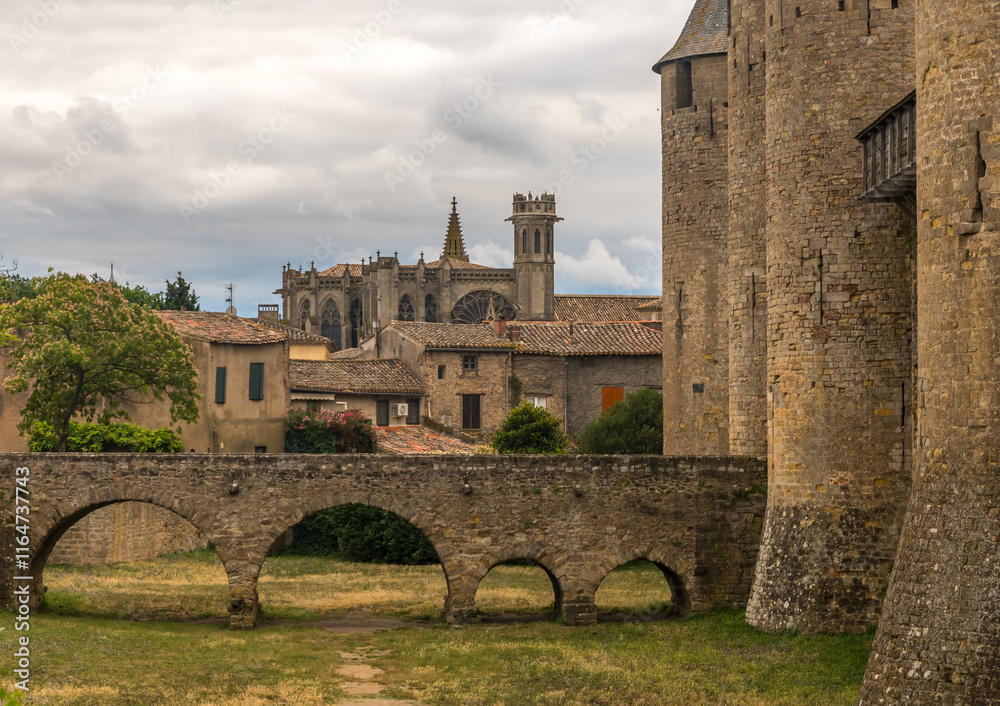 Carcassonne in France, a famous landmark one of the most well preserved citadel in the world