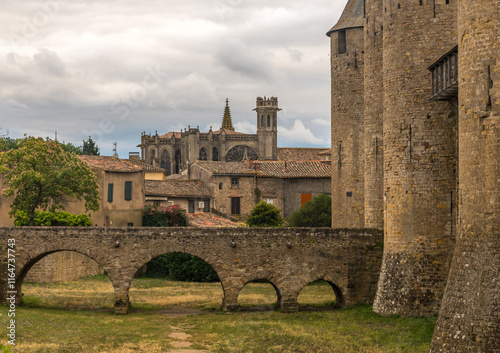 Carcassonne in France, a famous landmark one of the most well preserved citadel in the world  