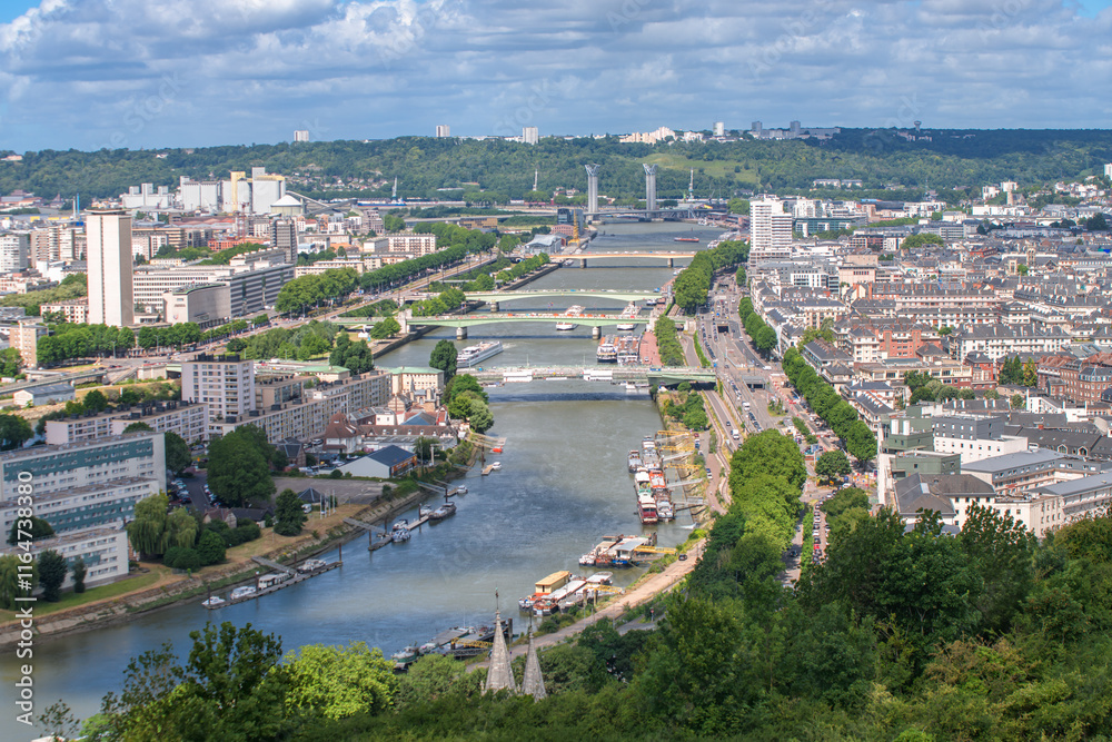 View on Rouen, the beautiful city of Normandy in France with the famous cathedral
