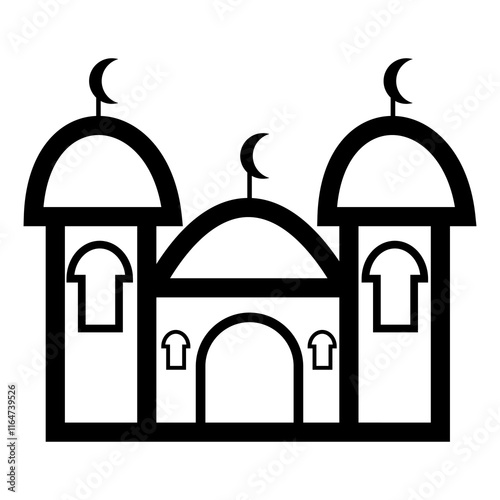 A simple modern mosque icon, depicting Islamic religious symbols with a minimalist and elegant design. Suitable for various design needs, from promotional materials, applications, to digital.