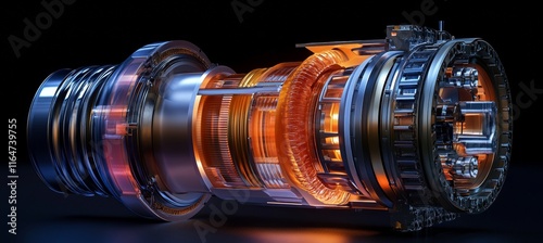 Comprehensive Cross-Section Illustration of a Small Modular Reactor SMR Revealing Internal Components and Heat Exchange. photo