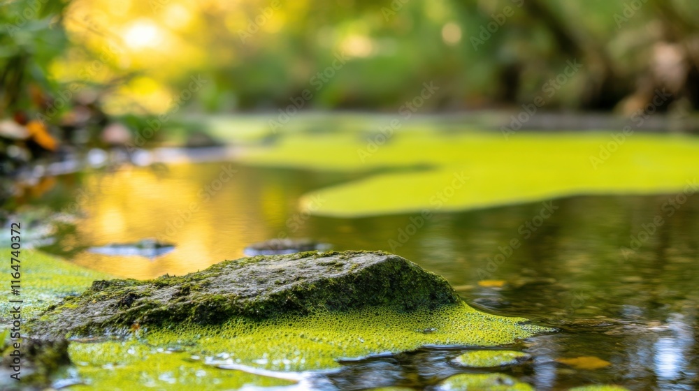 Fototapeta premium Serene Pond with Natural Background in High Resolution