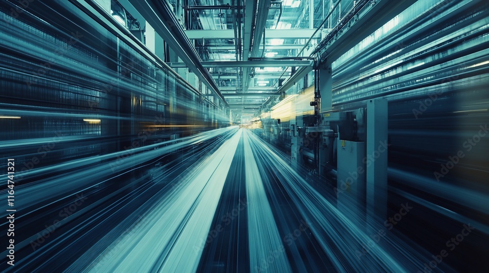 Obraz premium High-Speed Industrial Production Line: A Dynamic Visualization of Modern Manufacturing