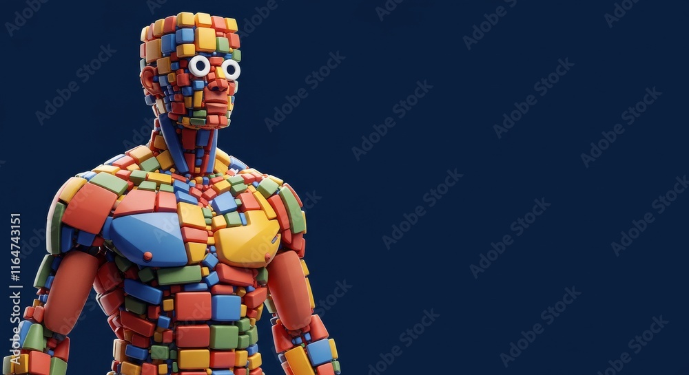 Fototapeta premium Colorful geometric human figure in a bold and unique mosaic design