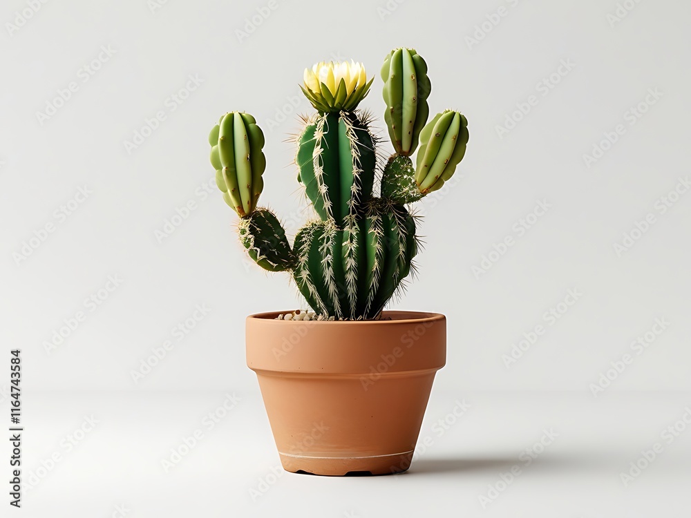 Blooming Cactus Plant In Terracotta Pot Blooming Cactus Plant In Terracotta Pot