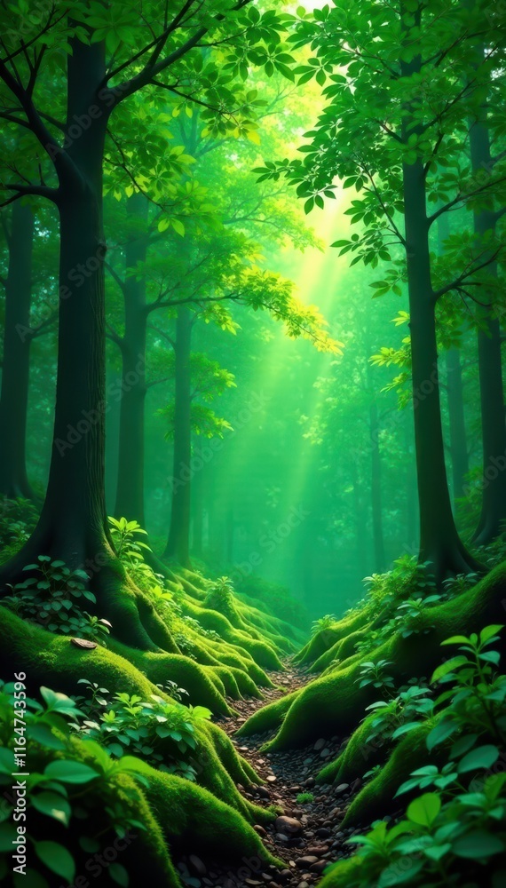 Obraz premium Deep forest to lime green blend, seamless pattern, green, lush, wallpaper