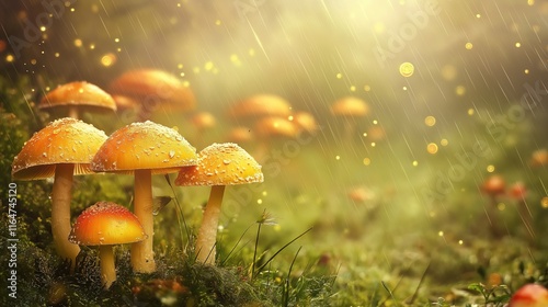 Wallpaper Mural A group of mushrooms are shown in a field Torontodigital.ca