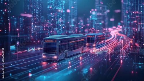 AI forecasting commuter demand to improve public transport schedules and reduce delays. photo