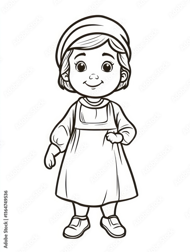 Featuring a charming young girl dressed warmly and sporting a smile, this illustration captures innocence and joy, perfect for children's artwork or narratives. Featuring a charming young girl dressed warmly and sporting a smile, this illustration captures innocence and joy, perfect for children's artwork or narratives.