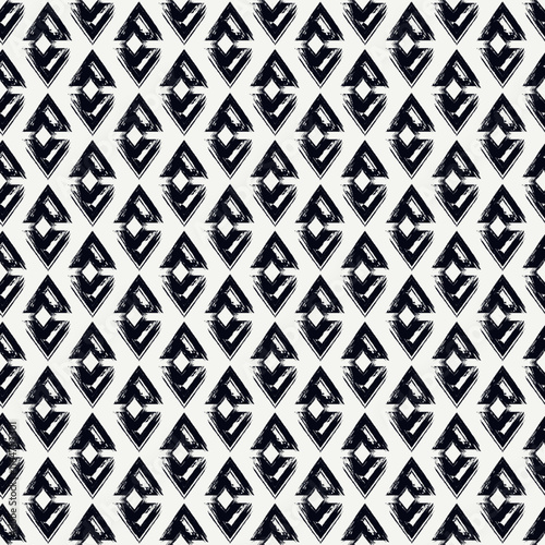 Paint brush rhombuses ornament. Seamless lozenges pattern. Hand drawn diamonds backdrop. Tiles wallpaper. Ethnic motif. Geometric background. Digital paper. Geometrical textile print