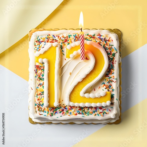 birthday cake with candles. Happy birthday 12 years old 