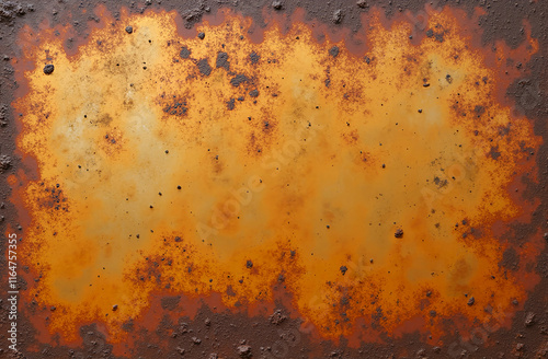 rusted metal material, metal texture with rust stains spreading across a worn dirty steel surface
