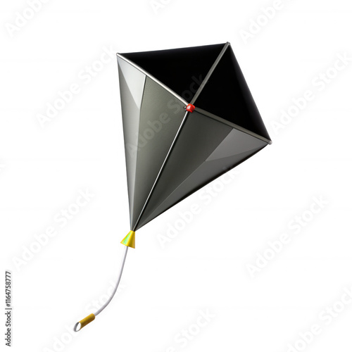 This 3D model features a modern kite design, showcasing a sleek and geometric shape with a striking black and yellow color scheme. photo