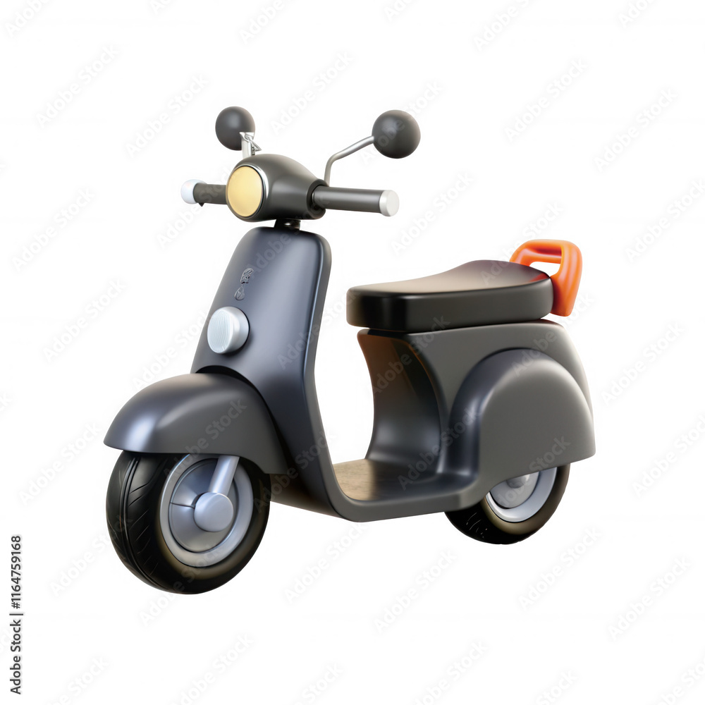 A stylish 3D model of a scooter, showcasing a sleek design with rounded features and playful colors. Perfect for digital rendering and animations. A stylish 3D model of a scooter, showcasing a sleek design with rounded features and playful colors. Perfect for digital rendering and animations.