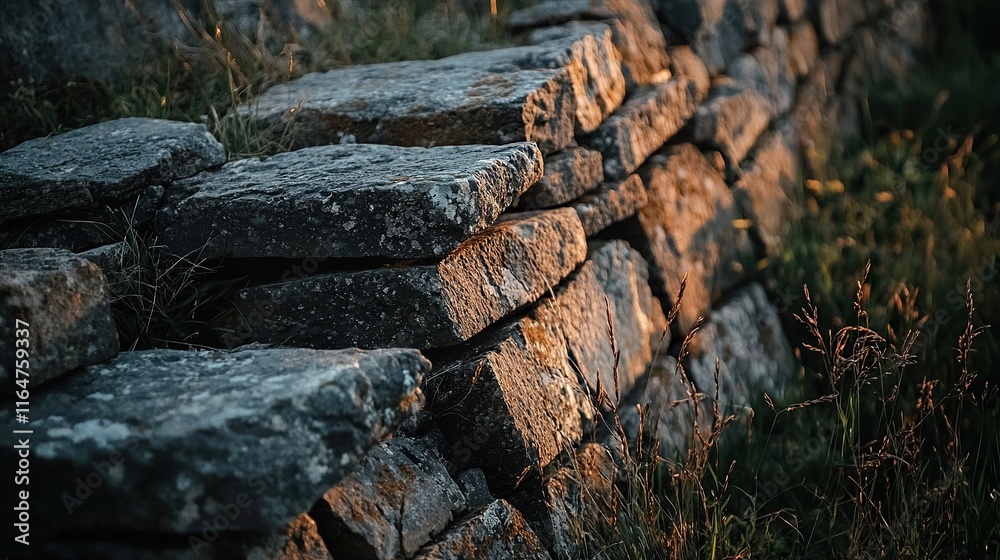 Stunning stone wall showcasing stacked flat rocks with natural earth tones Stunning stone wall showcasing stacked flat rocks with natural earth tones