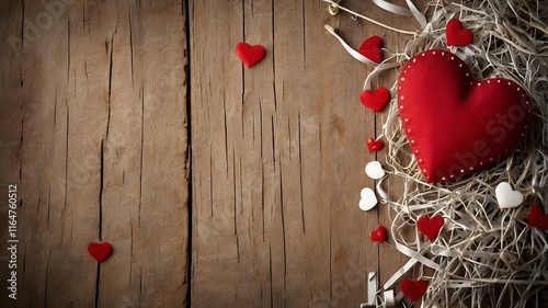 valentines Day red heart on wooden background