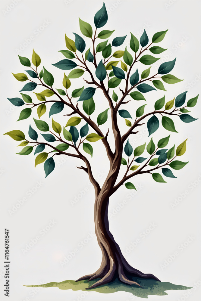 Obraz premium A Handdrawn Watercolor Tree