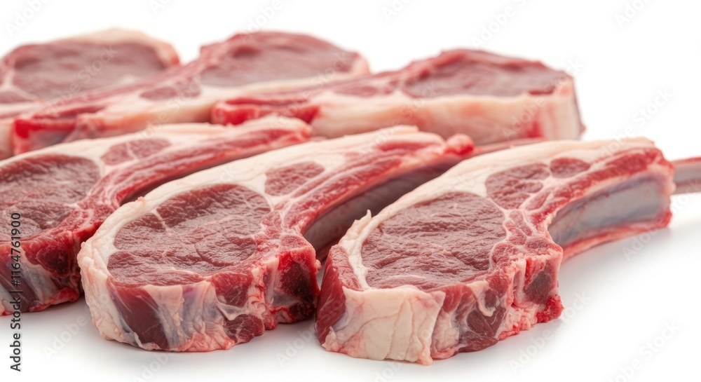 Fresh uncooked lamb chops on white background Fresh uncooked lamb chops on white background