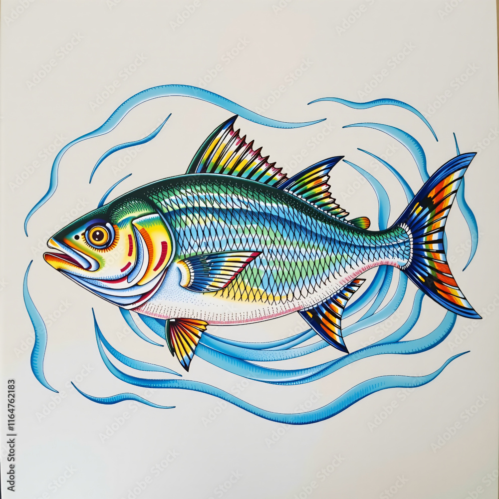 Fototapeta premium Hand-Drawn Fish - Great for seafood restaurant marketing