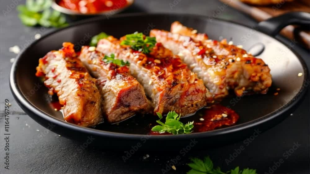 Grilled meat and vegetables on a plate Grilled meat and vegetables on a plate