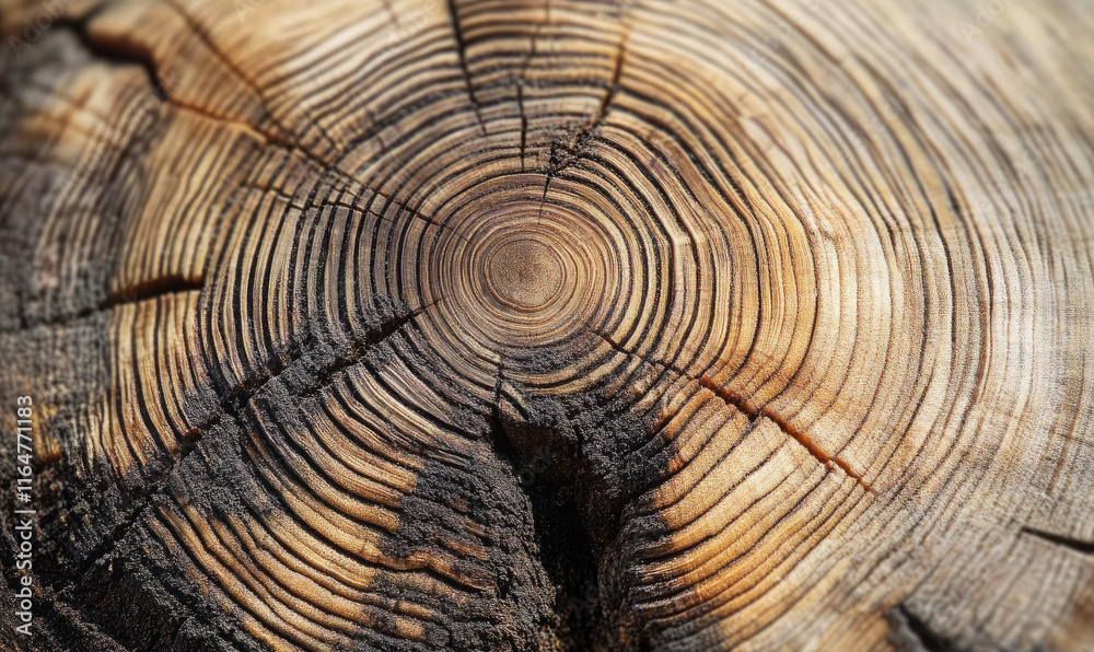 Fototapeta premium Close-Up of Tree Rings Showing the Texture of a Cut Tree.