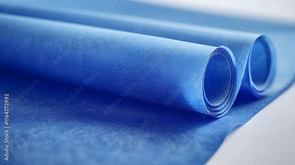 Rolled Blue Textured Fabric Softly Curls Rolled Blue Textured Fabric Softly Curls