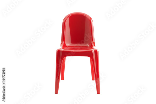 Red highgloss plastic chair on photo