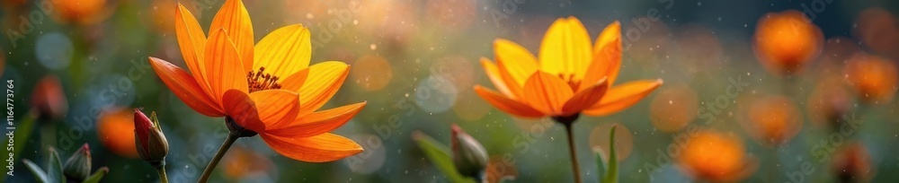 Close-up of a vibrant orange-gold flower in the midst of a layered grunge effect background with subtle gradient colors , textured background, yellow Close-up of a vibrant orange-gold flower in the midst of a layered grunge effect background with subtle gradient colors , textured background, yellow