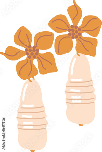 Earrings with floral design vector illustration