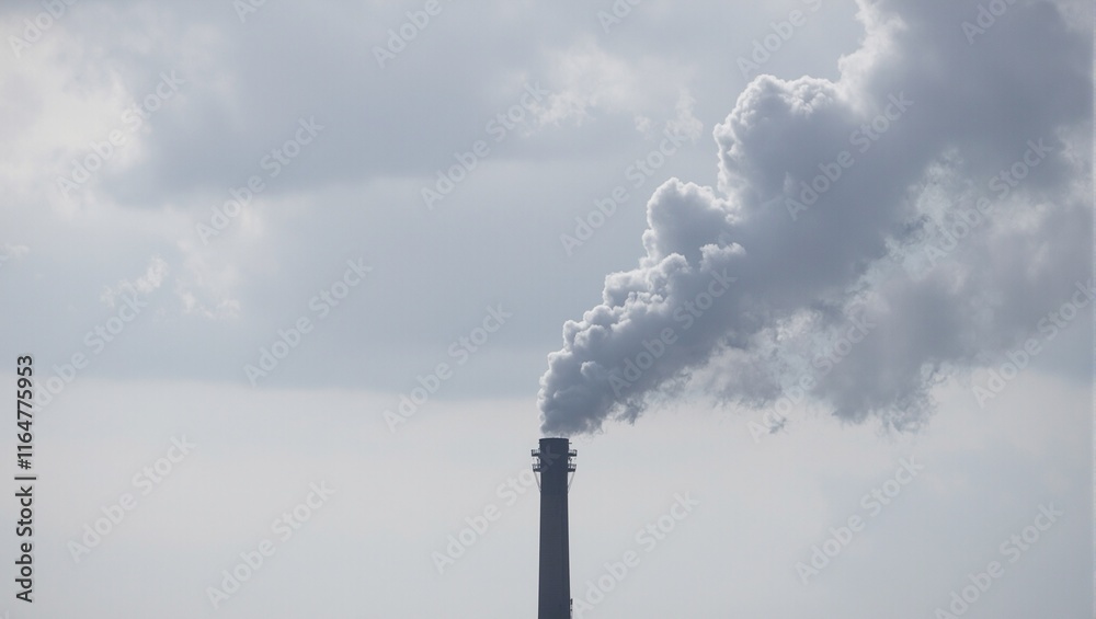 Nature and industry merge as chimney smoke blends with clouds Nature and industry merge as chimney smoke blends with clouds