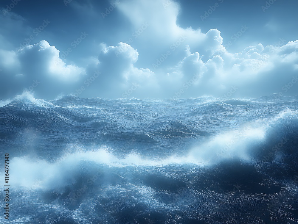 Fototapeta premium Dramatic Ocean Waves Under a Cloudy Sky