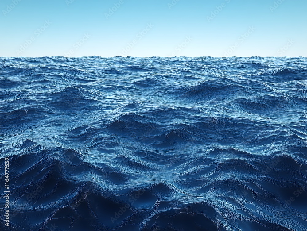 Fototapeta premium Deep Blue Ocean Waves Under Clear Sky