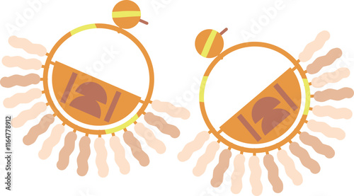 Round golden earrings vector illustration