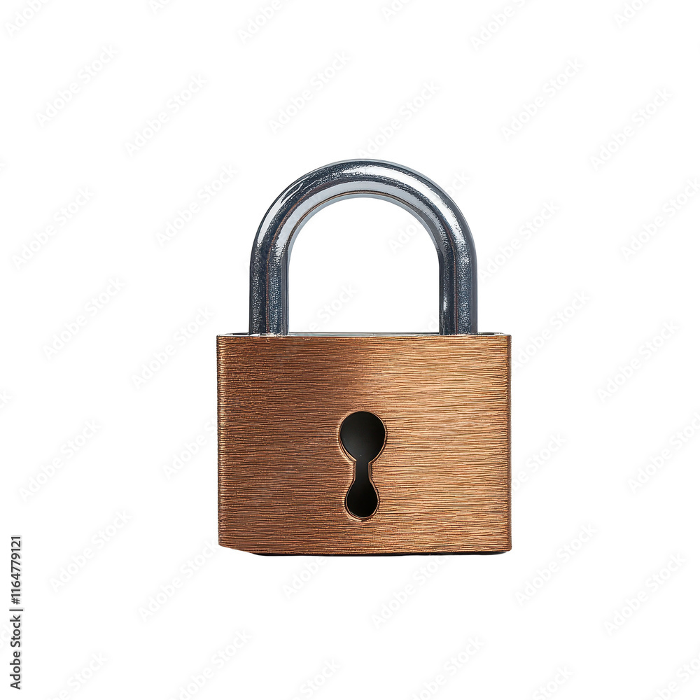 Naklejka premium Bronze padlock with keyhole on isolated background. transparent background