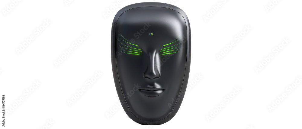 Futuristic black mask with glowing features. transparent background Futuristic black mask with glowing features. transparent background