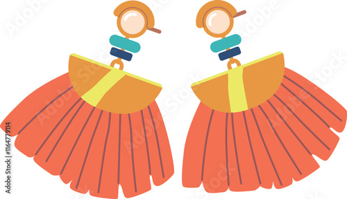 Fashion earrings with tassel vector illustration