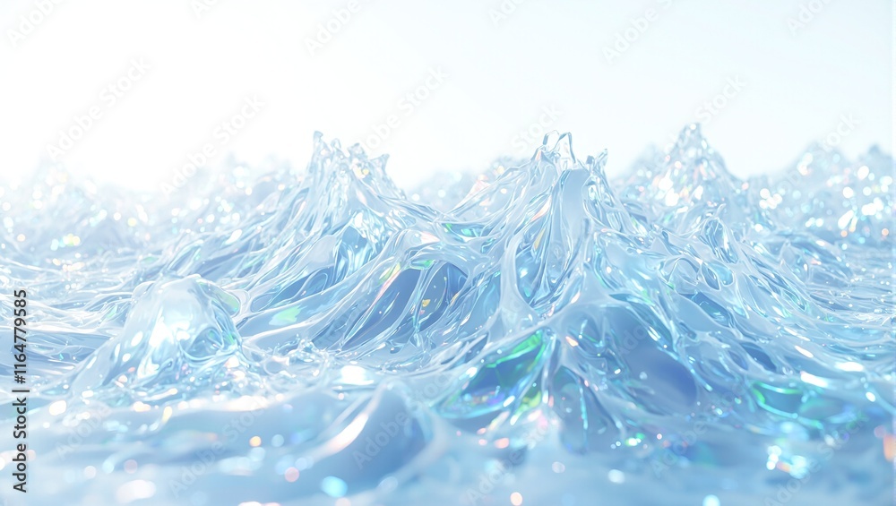 Fototapeta premium Translucent crystalline shards reflecting light in void