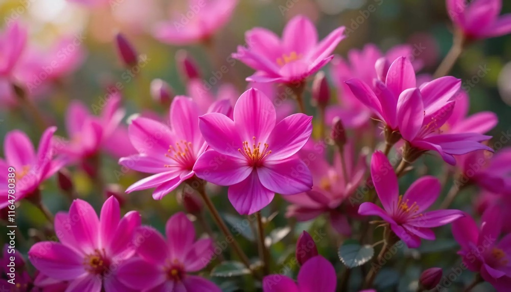 Vibrant Pink Flowers in Full Bloom: A Close-Up Garden Delight Vibrant Pink Flowers in Full Bloom: A Close-Up Garden Delight