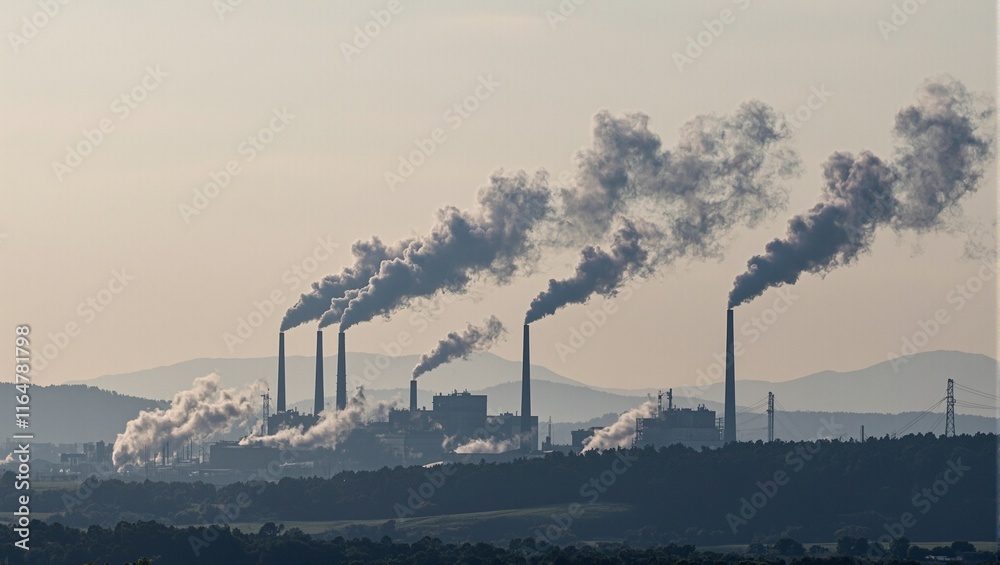 Polluting industrial complex with smoking chimneys Polluting industrial complex with smoking chimneys