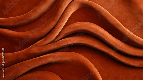 Abstract orange velvet fabric draped in elegant waves