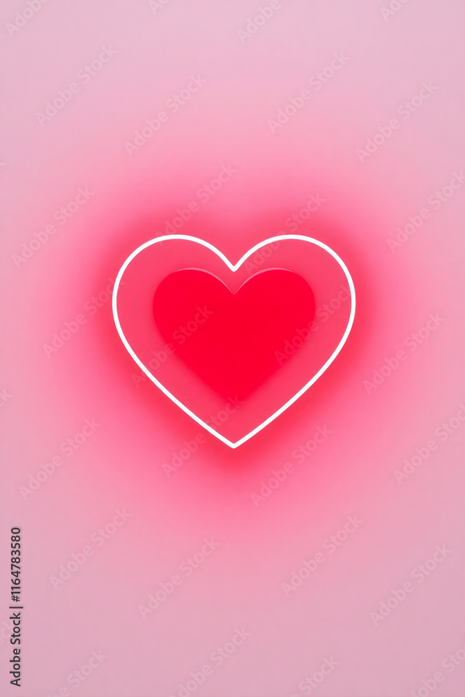 AI generative. Symbol of red hearth of neon glow light effect on red background. 11 AI generative. Symbol of red hearth of neon glow light effect on red background. 11