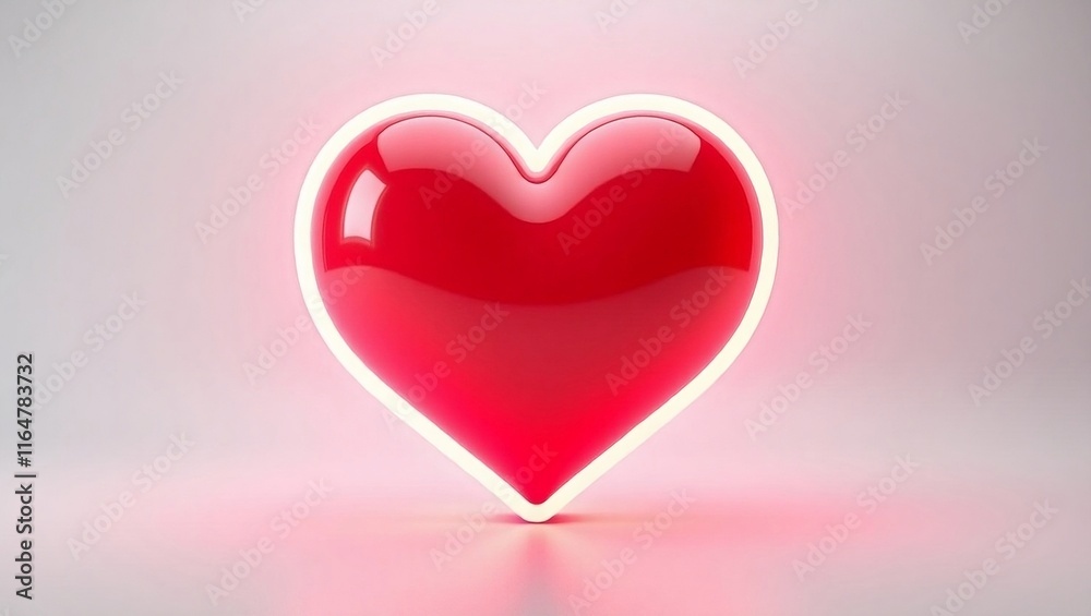 AI generative. Symbol of red hearth of neon glow light effect on white background. 15 AI generative. Symbol of red hearth of neon glow light effect on white background. 15