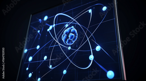 Obraz na płótnie Atomic splitting diagram showing the process of nuclear fission, where a heavy nucleus splits into smaller nuclei, releasing energy and neutrons. w salonie