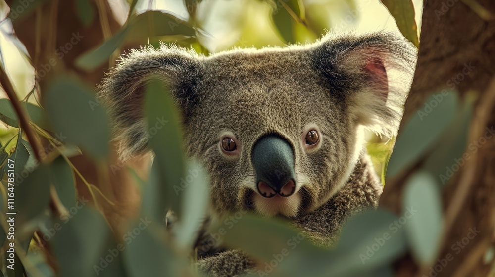 Obraz premium Adorable Koala in Eucalyptus Tree