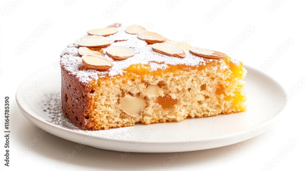 Slice of Apricot Cake with Almond Topping Slice of Apricot Cake with Almond Topping