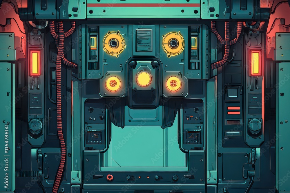 Fototapeta premium Playful Robotic Assembler in Cartoonish Vector Style